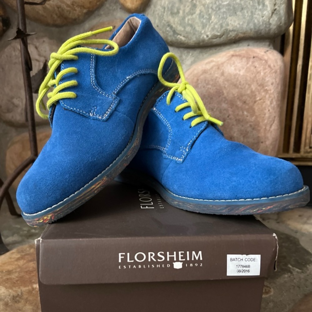 Men’s 6 Electric Blue Suede Shoes Floraheim